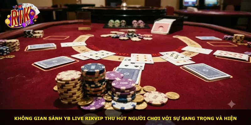 Không gian sảnh YB Live Rikvip thu hút người chơi với sự sang trọng và hiện