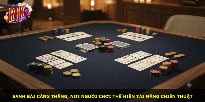 Sảnh bài căng thẳng, nơi người chơi thể hiện tài năng chiến thuật
