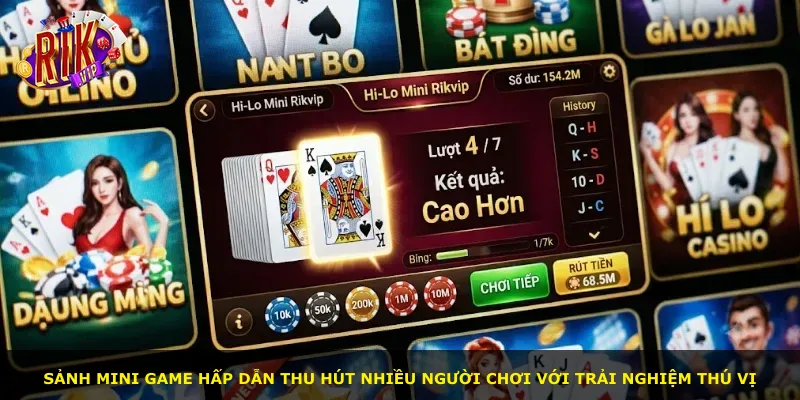 Sảnh mini game hấp dẫn thu hút nhiều người chơi với trải nghiệm thú vị